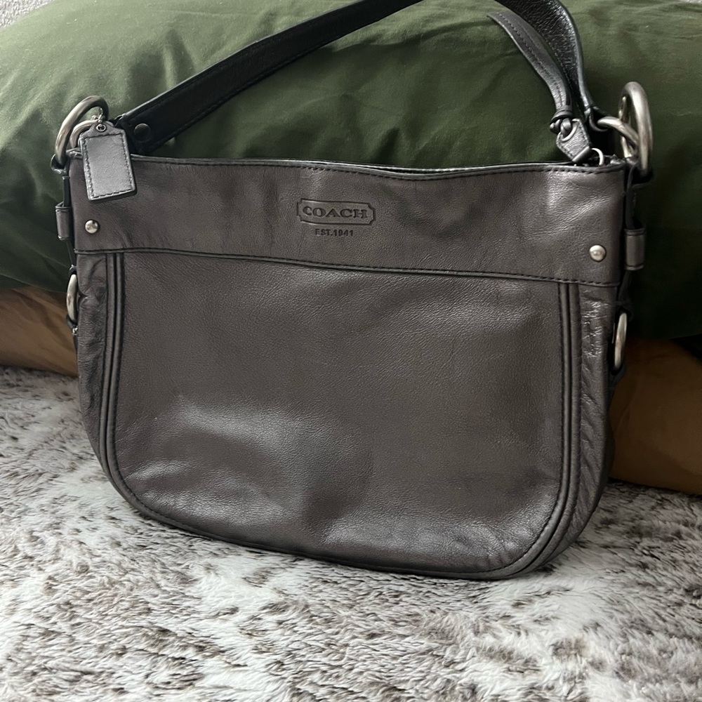 Metallic silver Authentic Coach bag